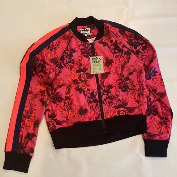 Pam&Gela Pink Paradise Crop Track Jacket Size M - Picture 2 of 6